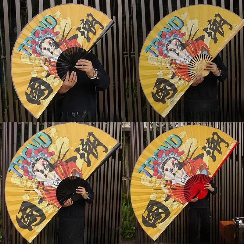 Chinese Decoration Folding Fan Classical Wall Mount Oversized Cloth Folding Fan Living Room Decorative Chinese Peking Opera