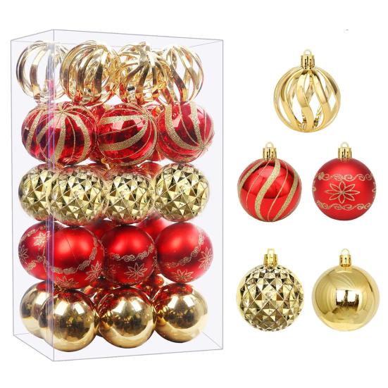 30 шт. Рождественские шары украшения 2,4 дюйма маленькие небьющиеся пластиковые шары рождественская елка подвесное украшение для праздничного венка для вечеринки декор для елки