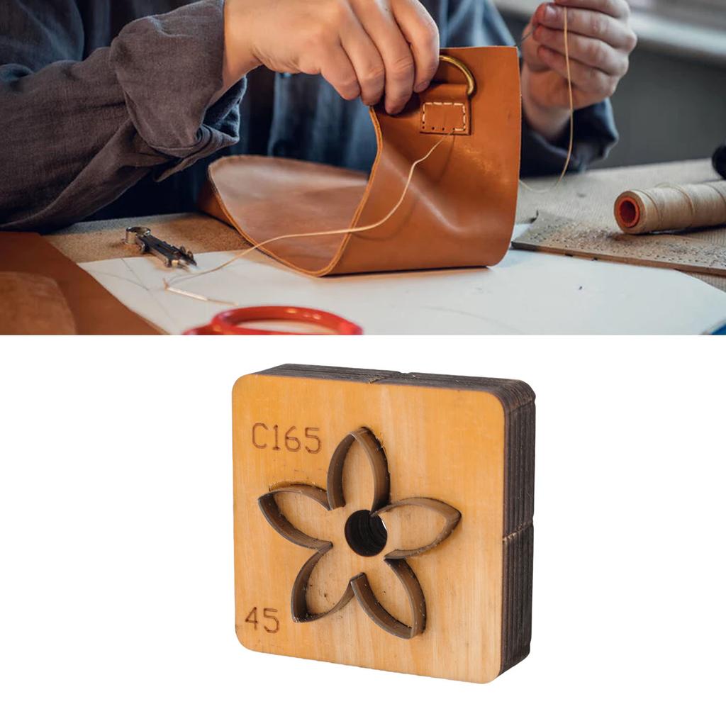 Цветочный штамп для резки кожи   Деревянная основа Углеродистая сталь Форма цветка Штамп для резки кожи для рукоделия