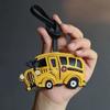 Handmade Genuine Leather Keychains and Bag Accessories In Yellow School Bus Style