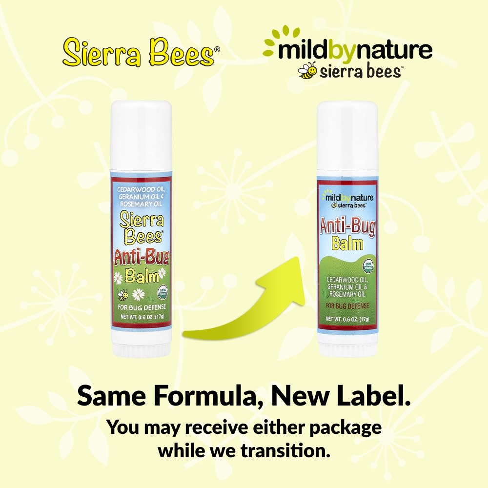 Mild By Nature Anti-Bug Balm Stick, Cedarwood, Geranium, and Rosemary Oils, 17g (0.6oz)