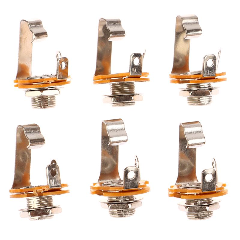 5Pcs Electric Guitar Input Jack For Electric Guitar Bass Guitar 1/4"" (6.35Mm) 6.5Mm Mono Jack Socket Nut & Washer