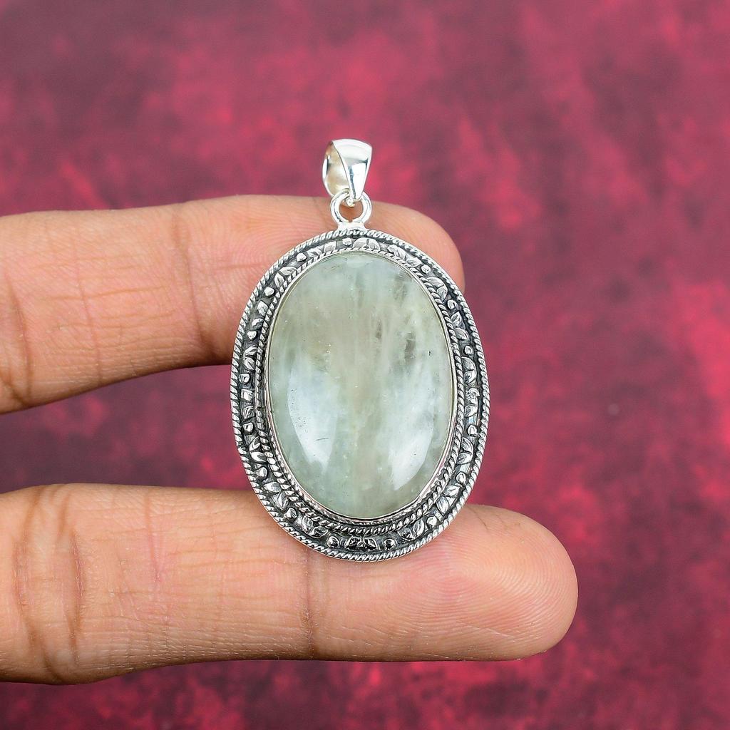 Aquamarine 925 Solid Sterling Silver Pendant, Handmade Gemstone Pendant Jewelry, Gifts For Wife Brand New Pendant