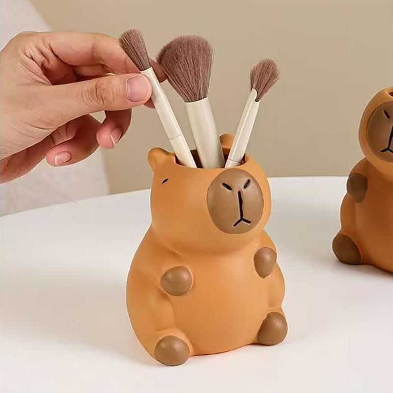 Cartoon Capybara Pen Holder Tabletop Storage Interesting Capybara Pencil Storage Box Multi-Functional Cosmetic Organizer