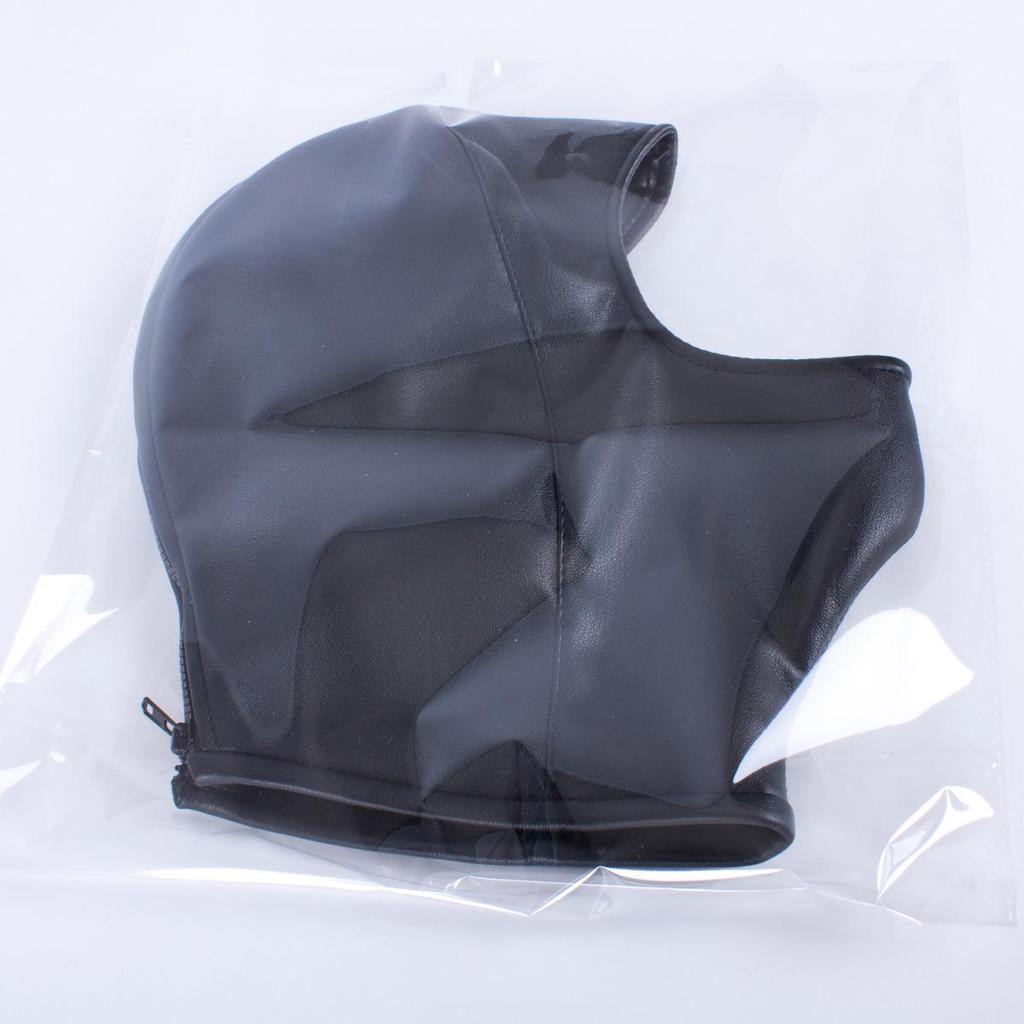 Aisile Adult Open Face Black PU Leather Hood Mask for Restraint and Punishment