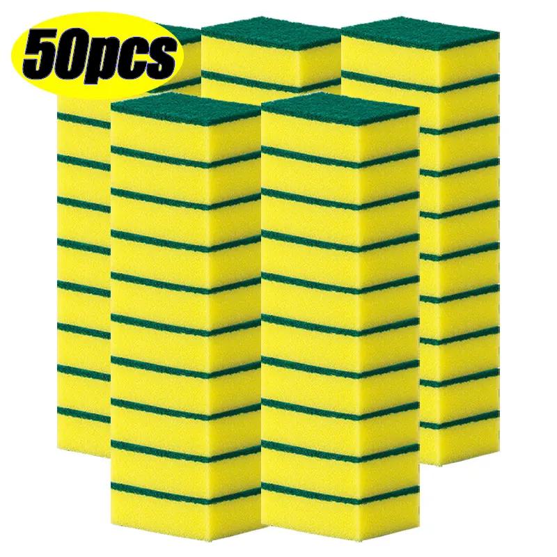 5/50 шт. губка для мытья посуды - прочная кухонная скребок для посуды, не царапает, многоразовая и экологичная, для использования дома/в ресторане