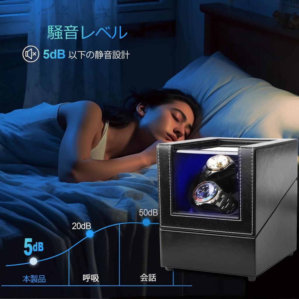 Автоматическая шкатулка для часов или Сделано в Японии с тихим новым механизмом Mabuchi Подходит как для , так и для Черный (2-часовые, 3-часовые, 4-часовые + 6-часовые вместимости), 6 часов +