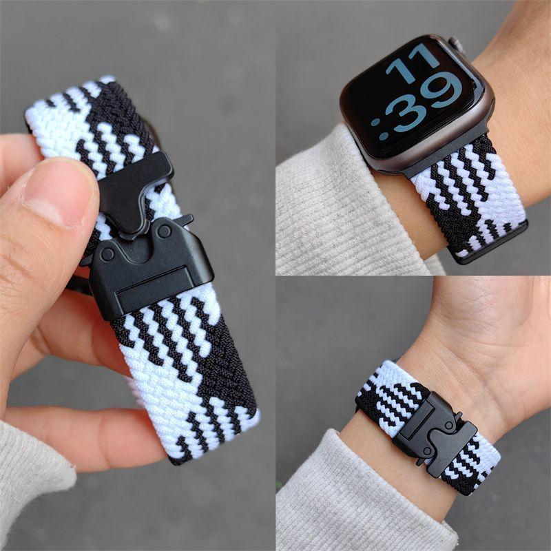 Нейлоновый тканый ремешок для Apple Watch S10-парашютная пряжка, дышащий спортивный сменный ремешок для iWatch 10/9/8/7/6/5/4/3/2/1/Se/Ultra/ultra2 49 мм 46 мм