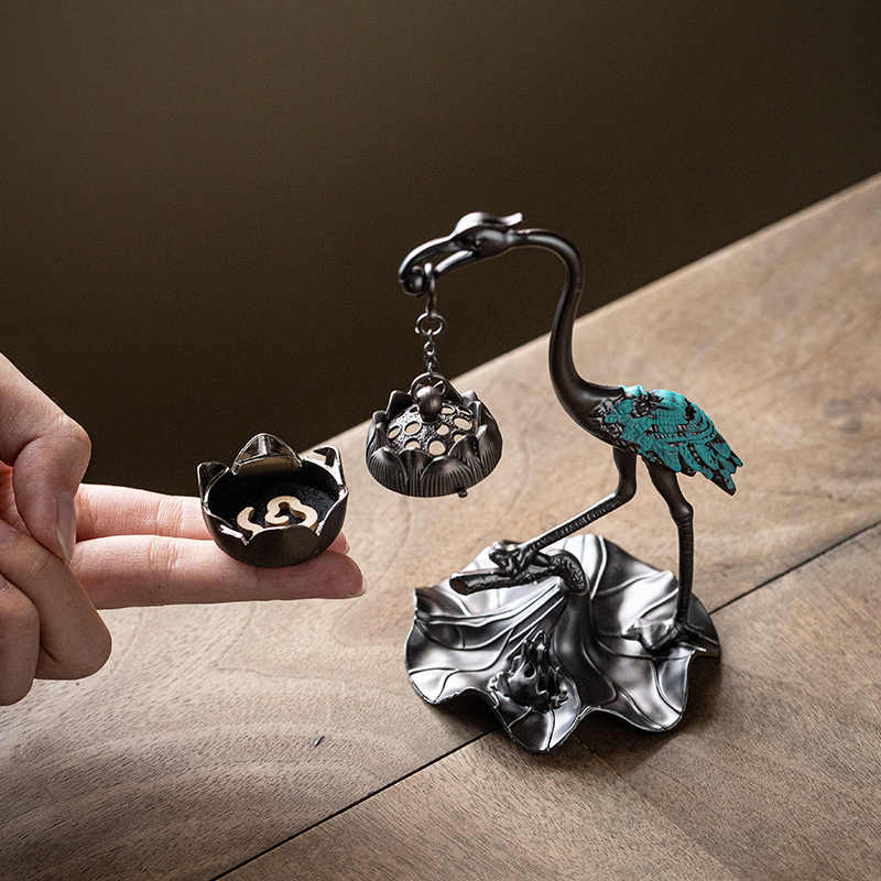 Подставка для благовоний, горелка из красного венценосного журавля, сплав лотоса, ароматерапевтическая печь, подставка для благовоний, чайная комната, комната для йоги, курильница для спальни в стиле дзен