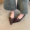 Retro Shallow Mouth High Heels Women's Camellia One-button Thick Heel Single Shoes Pointed Temperament Mary Jane Shoes