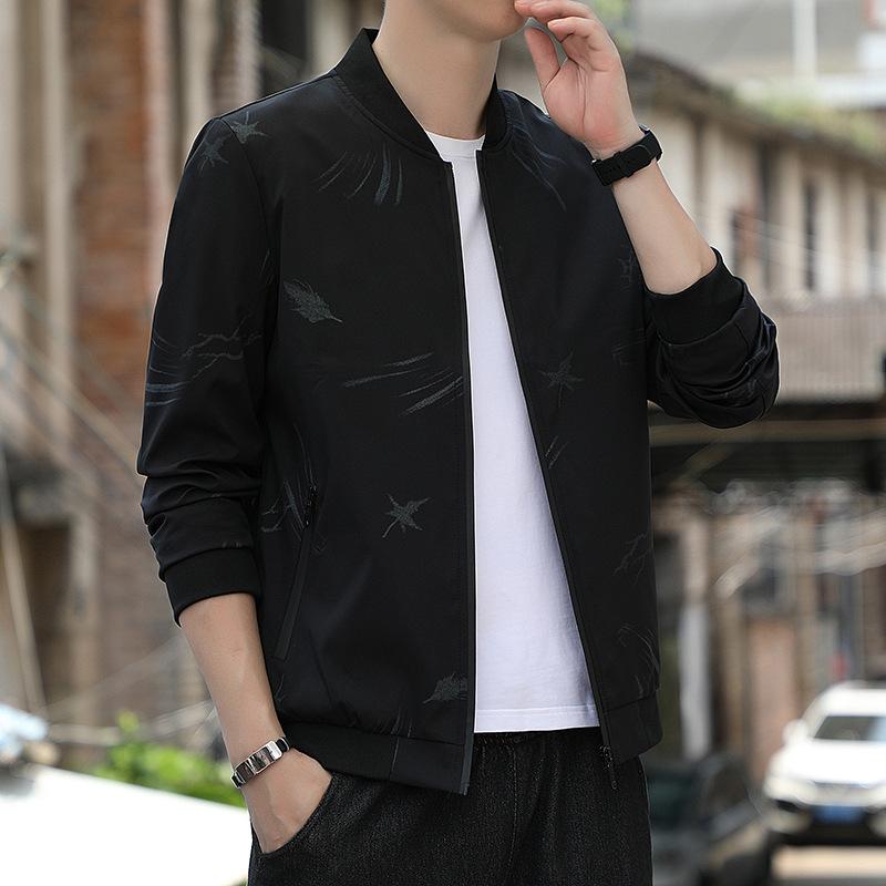 Новая куртка Мужская тонкая куртка со стойкой воротником Молодежная куртка Куртка на молнии Деловая куртка Топ-куртка