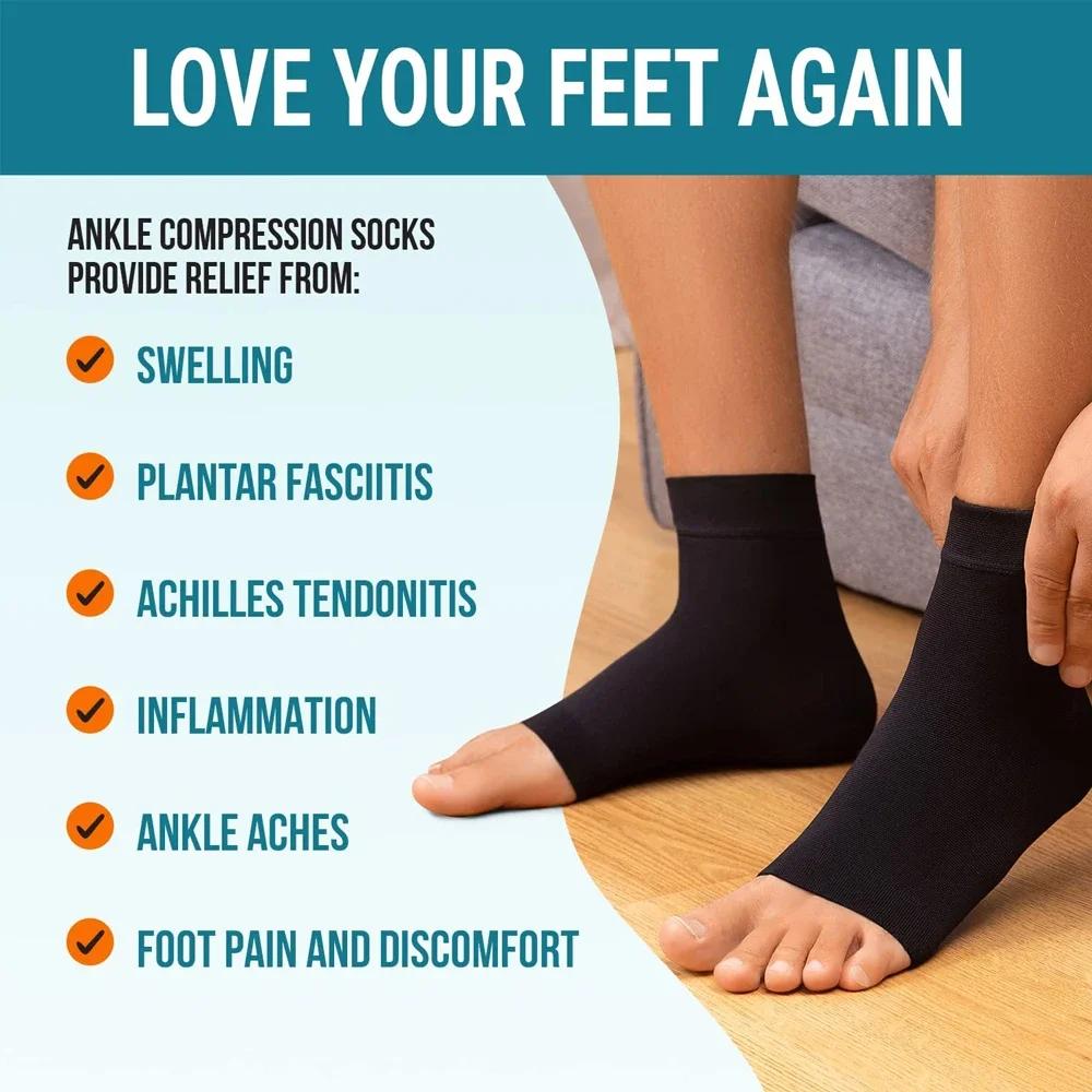 1 Pair Compression Plantar Fasciitis Socks Ankle Brace Sleeve Heels Arch Supports & Heel Pain Relief Ankle Support For Men Women
