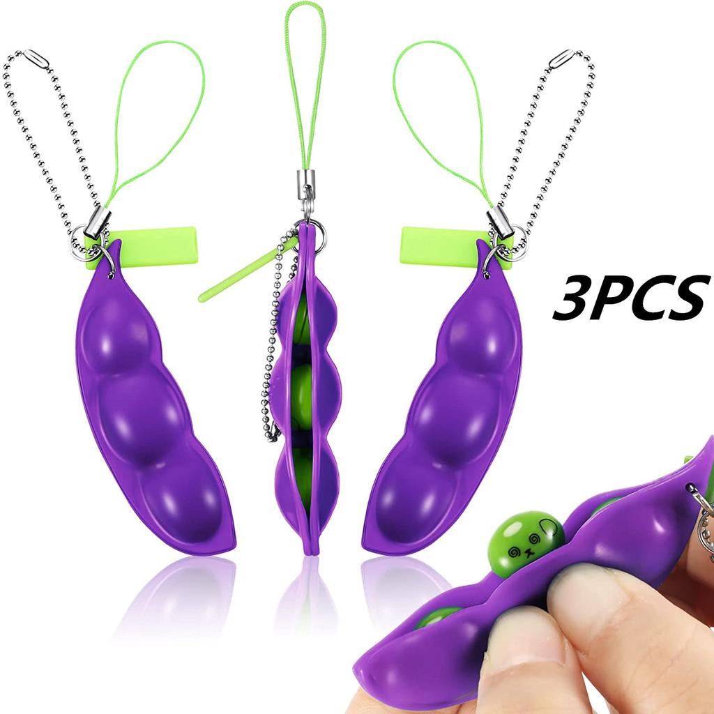 Fidget Toys Decompression Edamame Toys Squishy Squeeze Beans Keychain Cute Stress Adult Toy Rubber Girls Boys Xmas Gift