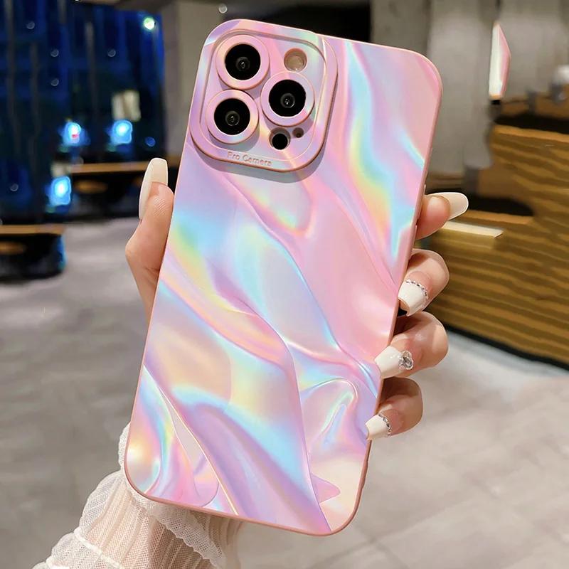 Градиентный чехол-аврора для iPhone 17 16 Pro Max Air 15 14 Plus 11 12 13 Mini 7 8 SE2 X XS XR Матовый ударопрочный силиконовый чехол