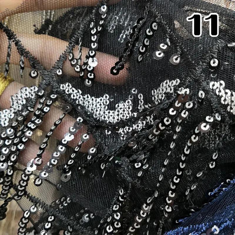 Sequins Embroidered Lace Fabric Diamond Fringe Wedding Dress Material Elegant Beads French Sequins Lace Fabric For Clothing