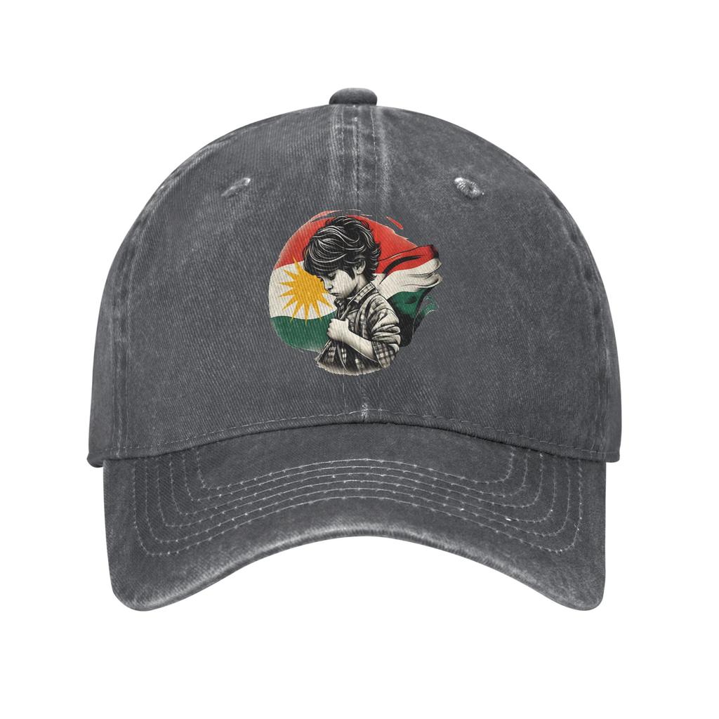Kurdistan Flag Sun Baseball Cap  Streetwear Men Adult Washed Trucker Hat Sun-Proof Custom  Tennis Skate  Cap Birthday Present