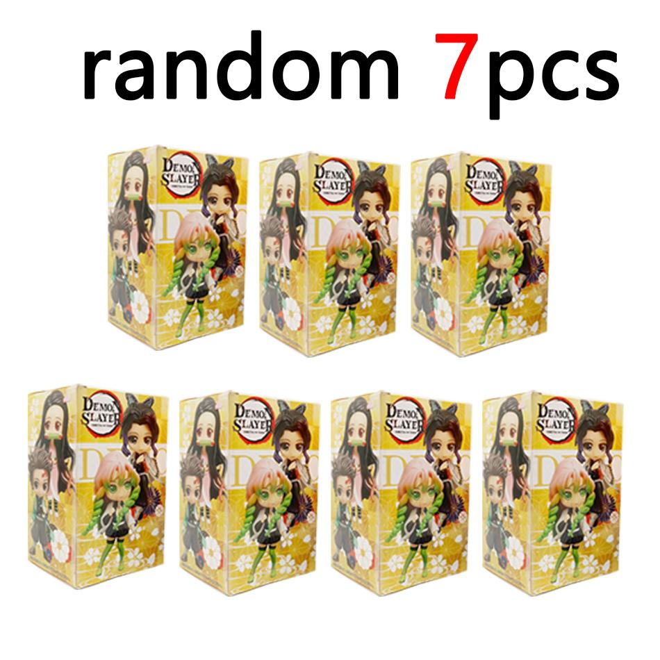 Demon Slayer 8Pcs/Set Q Version Figures Tanjiro Nezuko Rengoku Mitsuri PVC Collectible Model Toy Gift for Anime Fans