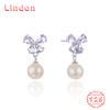 Линдон стерлингового серебра 925 пробы синтетический жемчуг серьги серьги-капли для женщин подарки на свадьбу
