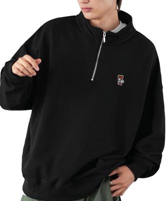 IMPROMES SIDEWAY STANCE Мужской флисовый свитшот с полумолнией и вышивкой в одном месте, Размер 70220, A-Черный