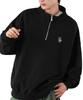 IMPROMES SIDEWAY STANCE Men's Half-Zip Fleece Sweatshirt with Embroidered One-Point Design, Size 70220, A-Black