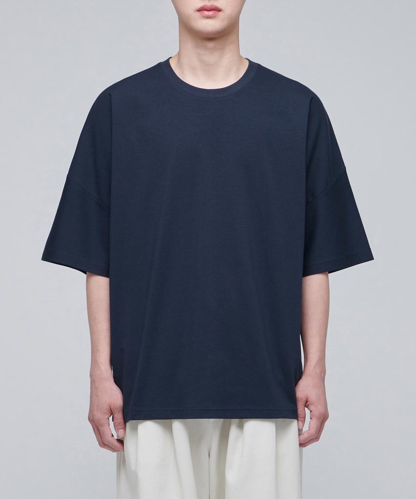 MUSINSA STANDARD Ponte Dolman Sleeve Oversized T-Shirt [Navy]