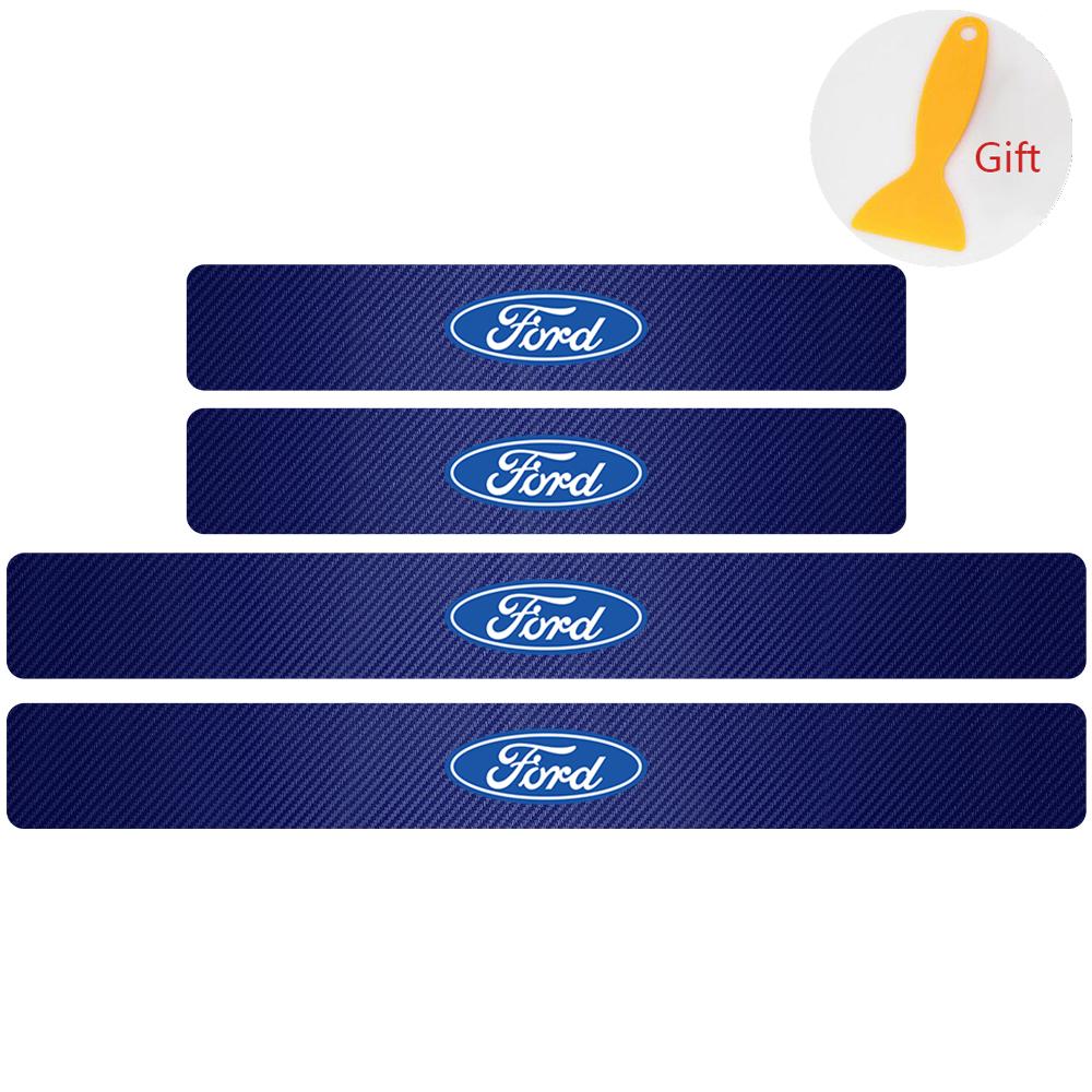 qmzhr10 4pcs Car Door Sill Scuff Plate Stickers Center Cover For Ford Focus 2 3 Mondeo Fiesta Fusion Ghia Ecosport Ranger Mondeo Mustang