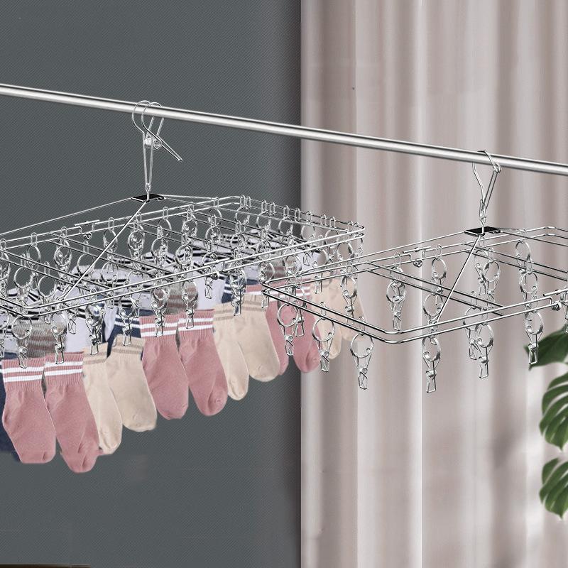 Вешалка для одежды с несколькими зажимами, складная и утолщенная, 24/40/52, с зажимом для носков, ветрозащитная вешалка для одежды