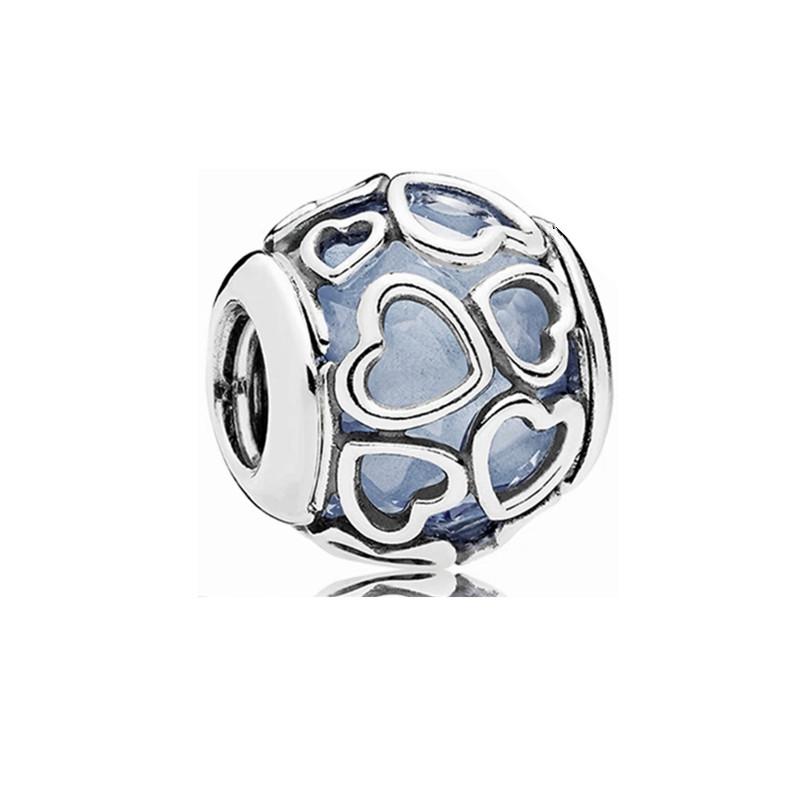 Sparking Diamond Heart Charm Beads Silver Bracelet Necklace DIY Jewelry Gift for Women