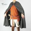 Плащ на Хэллоуин, шаль с капюшоном, стильный дизайн, накидка с пряжкой, однотонный длинный халат в средневековом стиле, костюм для косплея