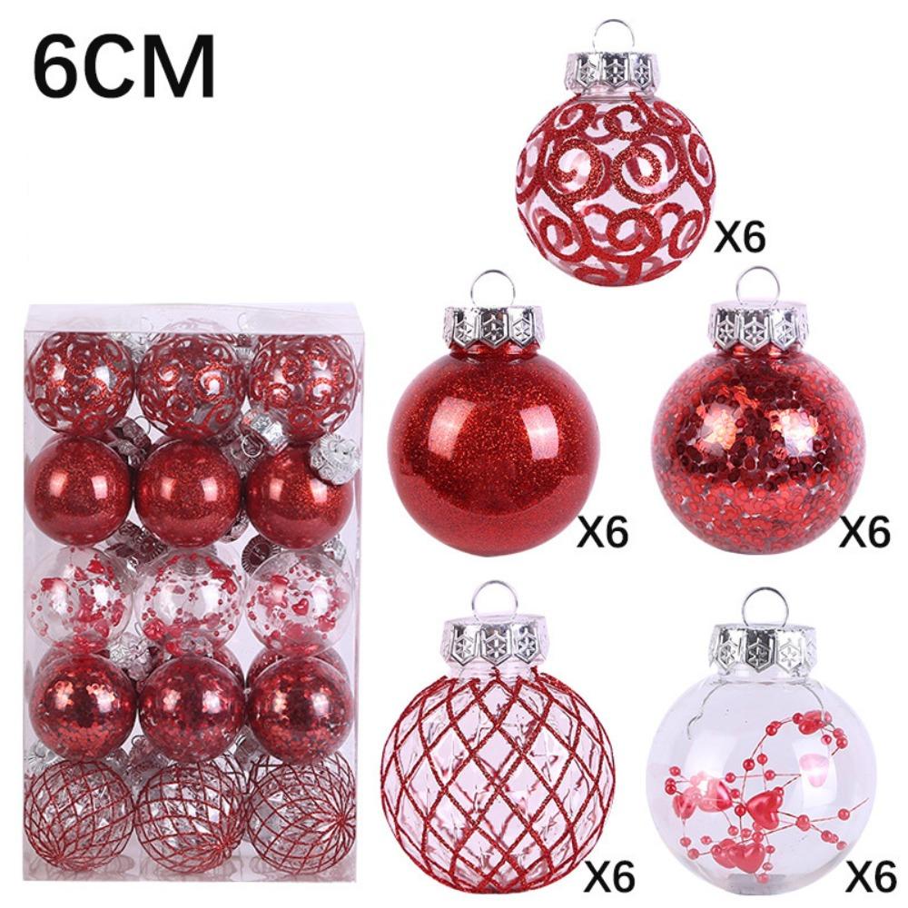 Plastic Christmas Tree Balls 6CM Xmas Baubles Fashion Christmas Ball Set Home