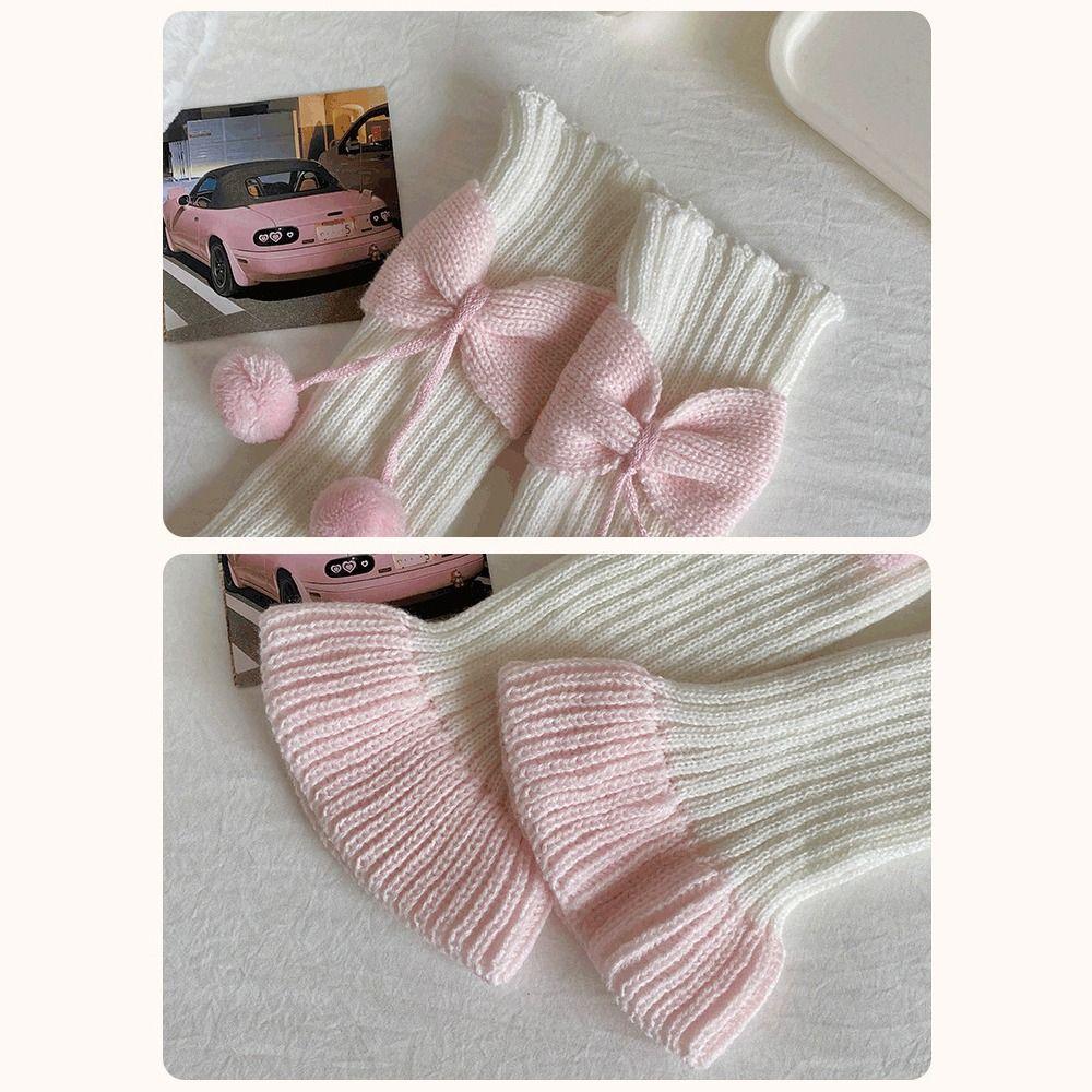 Plush Ball Leg Warmers Socks Bow Boot Sleeve Japanese Lolita Children's Long Socks Kids