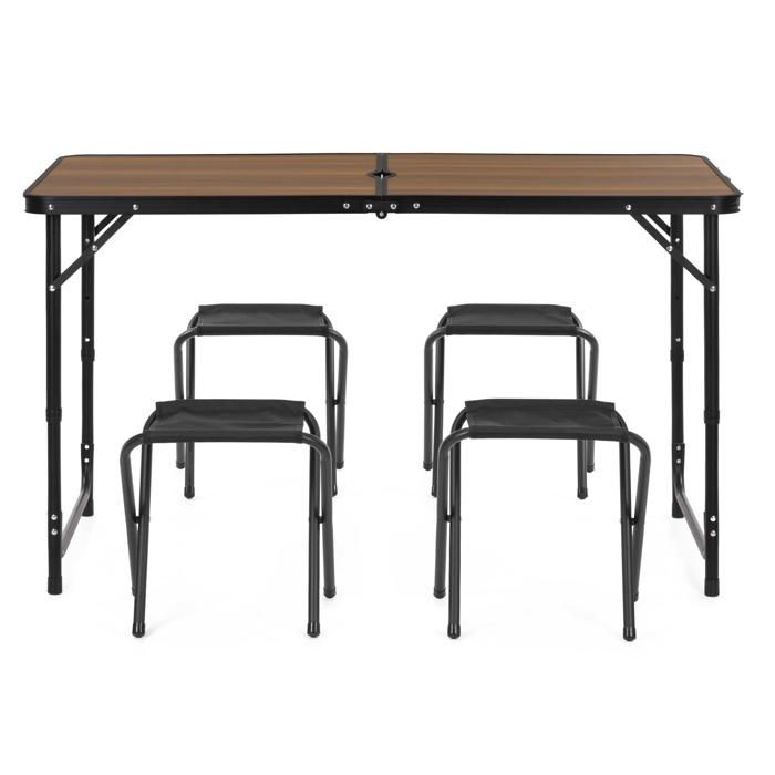Ensemble camping pliant - SPRINGOS - CS0180 - format valisette - 4 chaises - table réglable 3 hauteurs