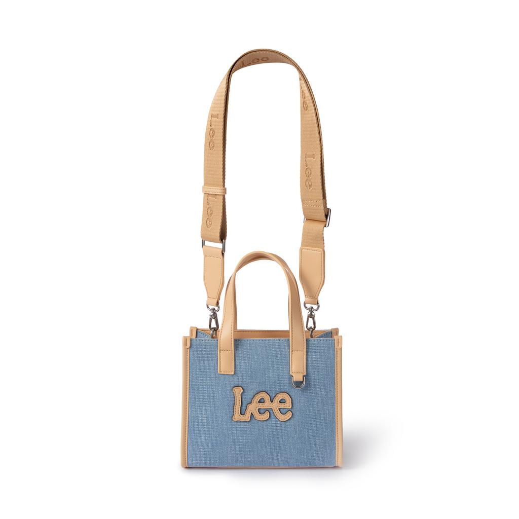 New Lee Fabric+Artificial Leather Tote Shoulder Bag, Crossbody Bag, Handbag Regular Women's Light Denim Blue LE240074M-521