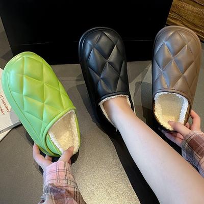 Водонепроницаемая сумка и хлопковые тапочки на осень и зиму, женские, парные, для дома, домашняя одежда, велюровые, нескользящие, теплые, послеродовые туфли, мужские