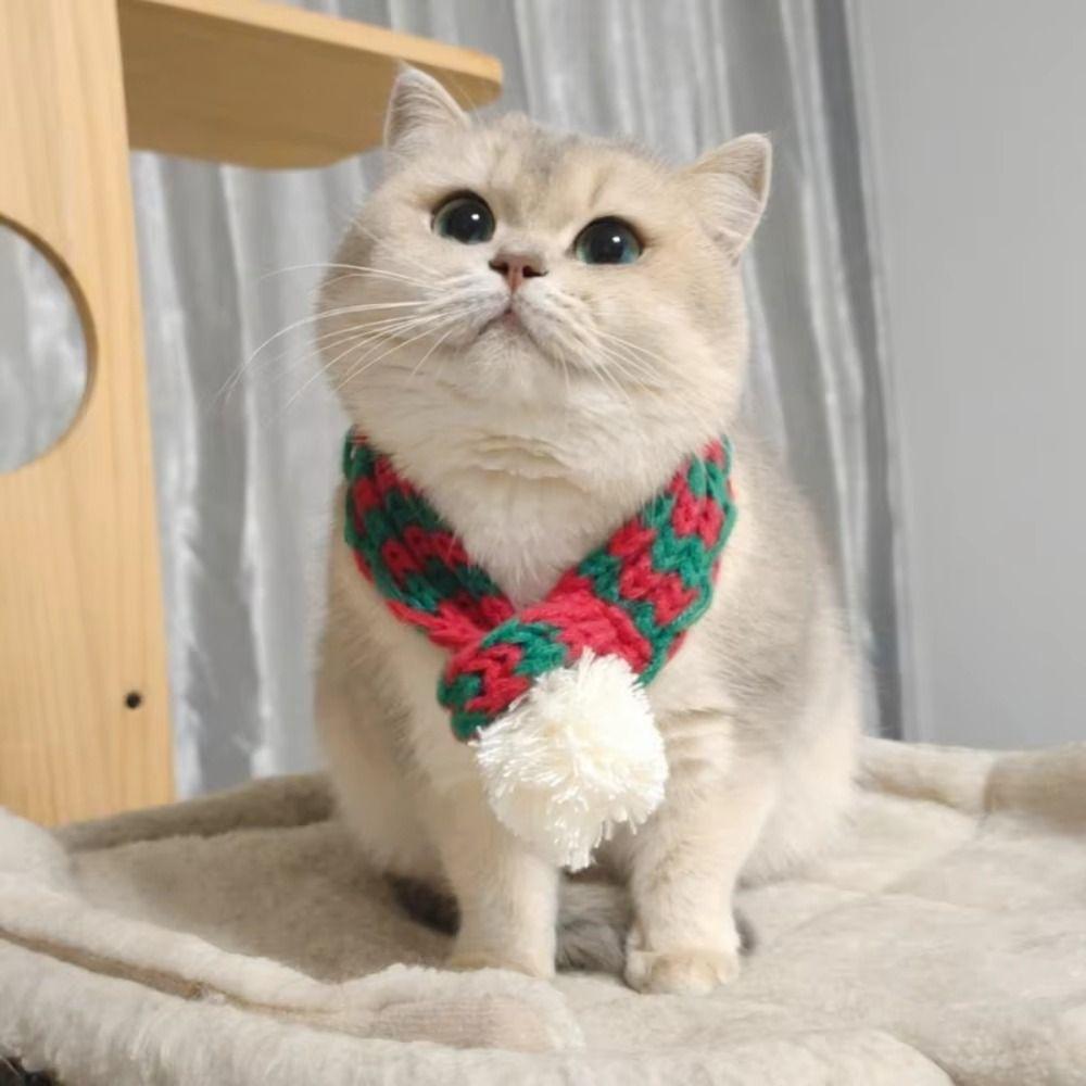 Cute Puppy Kitten Christmas Scarf S/M/L Winter Dog Scarf Pet Warm Knitted Scarf  Keep Warmth