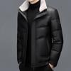 Мужская зимняя кожаная куртка из натуральной кожи для мужчин среднего возраста с лацканами и вельветом, короткая куртка Daddy Down