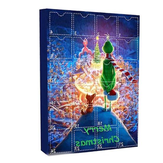 1 комплект, слепая коробка с обратным отсчетом до Рождества и куклой-эльфом с зелеными волосами, 24 дня, тыкание пальцем, забавный подарок для детей и взрослых, мультяшный адвент-календарь, подарок-сюрприз