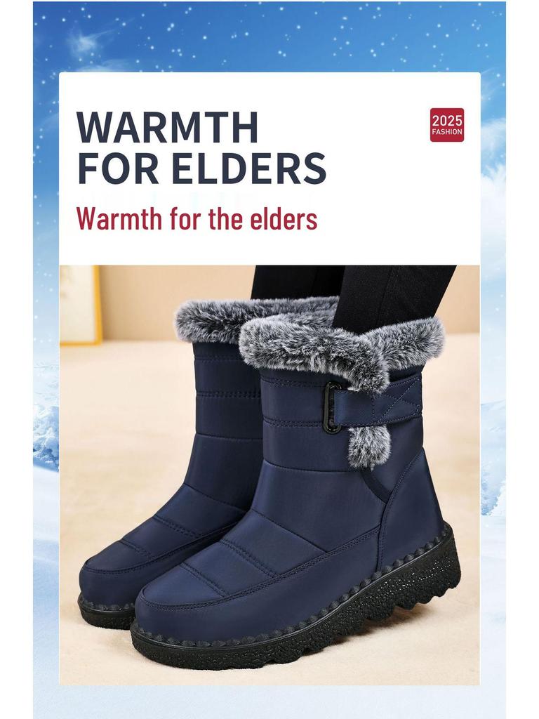 Женские хлопковые ботинки на флисовой подкладке, увеличивающие рост - Толстая подошва, Большой размер, Зимняя обувь из полиуретана