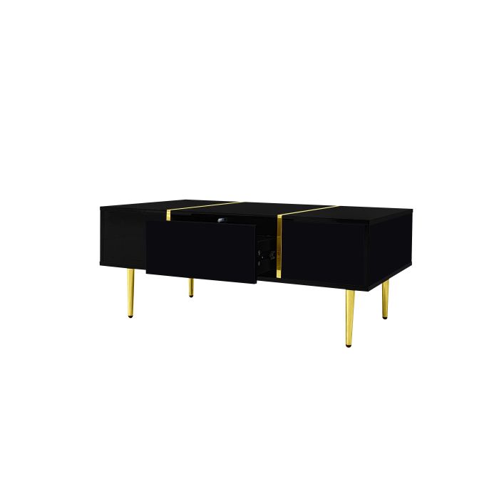 Table basse - MUVOE - Moderne - Noir brillant - 2 tiroirs - Design contemporain