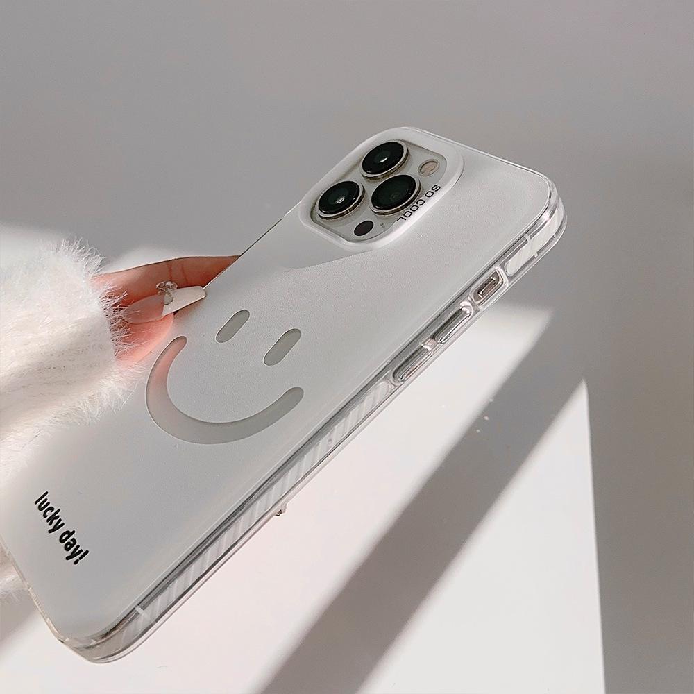 Гальванизированный Смайлик для iPhone16 для 14Promax Чехол для телефона 12 для Apple 13 Простой корейский стиль 17 Противоударный 14 Жесткий