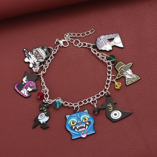 Браслет в стиле Охотников на демонов, цинковый сплав, эмаль, кошачьи шармы, змеиная цепочка, устойчивый к выцветанию, легкий, готическая фэнтези бижутерия, аксессуары