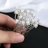 Women Barrette Flower Bridal Hair Jewelry Wedding Hairpins Rhinestone Hair Clip U-shaped Pearl Pin