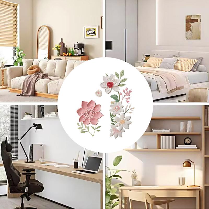 5Pcs Switch Wall Sticker Beautiful PVC DIY Wall Decals Removable Flowers Waterproof Self-Adhesive for Bedroom Bathroom