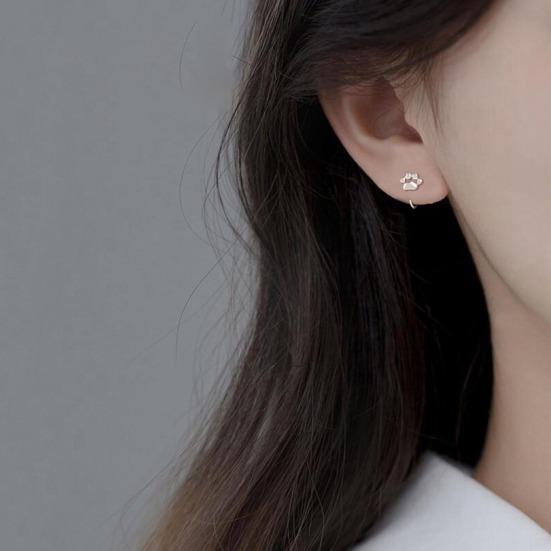 1 пара серег-пусетов высокой полировки с открытием, гипоаллергенные, с посеребрением, удобные в носке, подарок, медные женские серьги-хупы полукруглой формы с кошачьей лапкой для свиданий