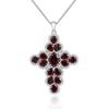 Women's Cross Pendant S925 Silver with 18inch Chain Necklace Natural Red Garnet Gemstone Fine Jewelry for Your Belief Gift