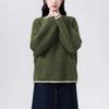 Ретро контрастный цвет свитер с круглым вырезом женская одежда осень и зима новый свободный и ленивый ветер мягкий восковой утолщенный пуловер вязаный свитер топ