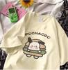 MINISO Sanrio Мультяшный персонаж Печатная футболка с коротким рукавом Женская Мужская Для пары Повседневная Свободная Универсальная Хит продаж Футболки