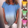 Women's T-Shirt Summer Short Sleeve Shirts Casual O-Neck Colour Gradient Loose Basic Tops Casual Blouse Tops