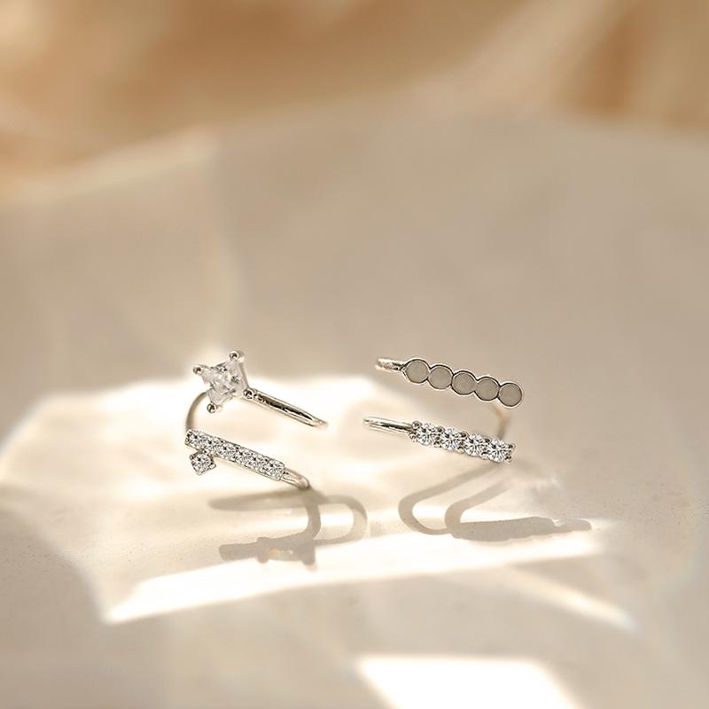 ANENJERY Асимметричные зажимы для ушей без пирсинга для женщин, зажим для ушей из циркона без украшений для пирсинга