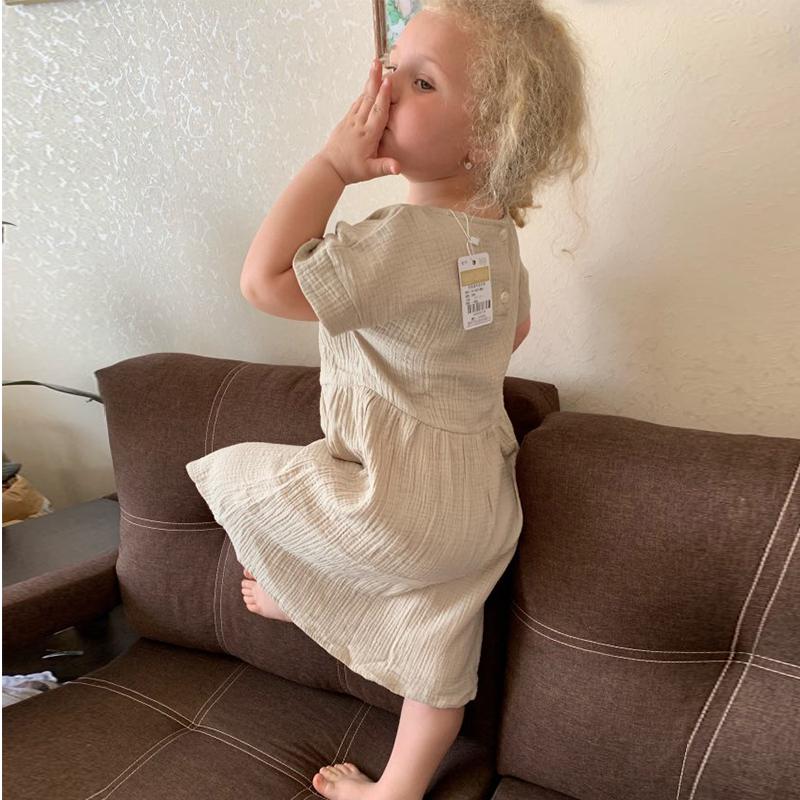 YUBAOBEI Летнее платье для больших девочек, свободные хлопковые и льняные платья с оборками для подростков, повседневные детские наряды, детская одежда принцессы
